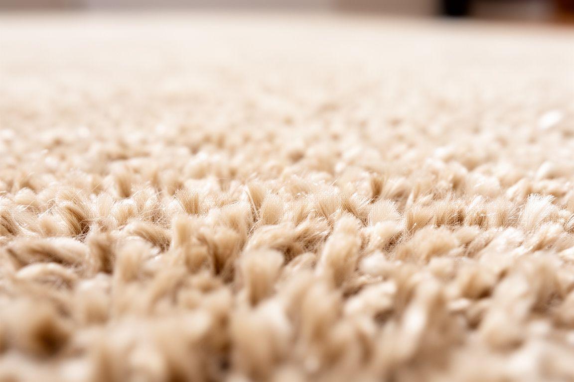 Clean beige carpet fibres after hot water extraction in a bright apartment